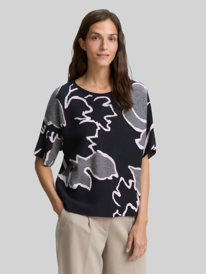 Tom Tailor Loose Fit Strickpullover mit Muster - Floral Knit Jacquard Design Tom Tailor Loose Fit Strickpullover mit Muster - Floral Knit Jacquard Design