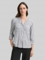 Tom Tailor Gestreifte Bluse mit Taschen - Offwhite Navy Vertical Stripe Tom Tailor Gestreifte Bluse mit Taschen - Offwhite Navy Vertical Stripe