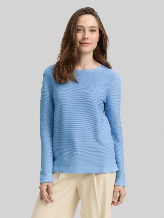Tom Tailor Strickpullover aus Baumwolle - Light Fjord Blue Tom Tailor Strickpullover aus Baumwolle - Light Fjord Blue