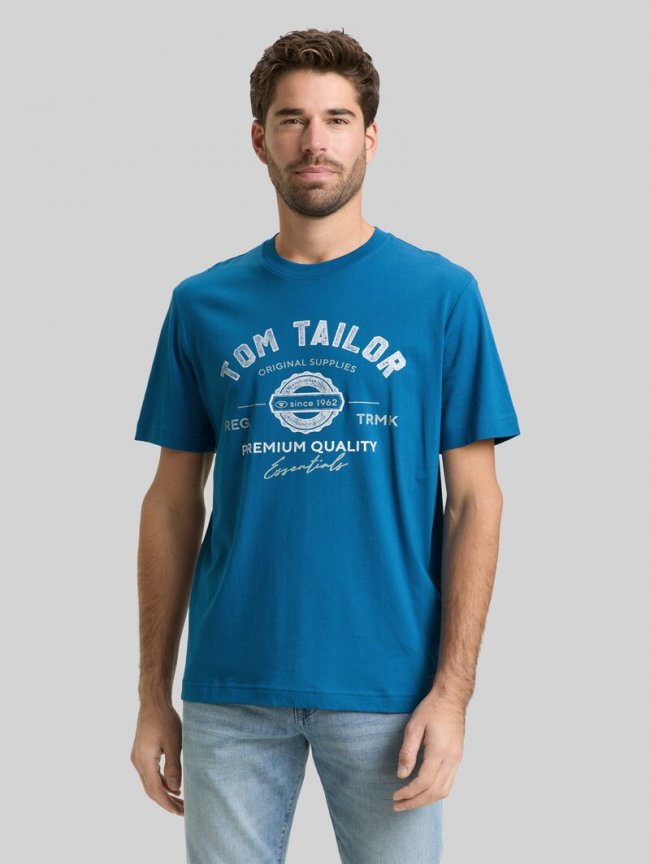 Tom Tailor T-Shirt mit Logo-Print - Blue Petrol Tom Tailor T-Shirt mit Logo-Print - Blue Petrol