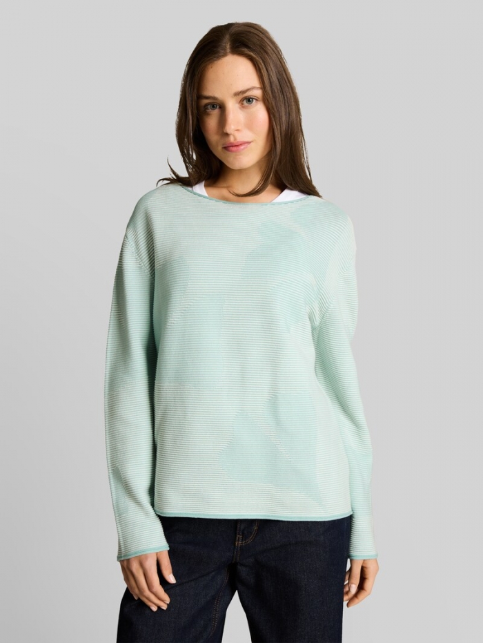 Tom Tailor Strickpullover aus Baumwolle - Mint Ginko Structure Stripe Tom Tailor Strickpullover aus Baumwolle - Mint Ginko Structure Stripe