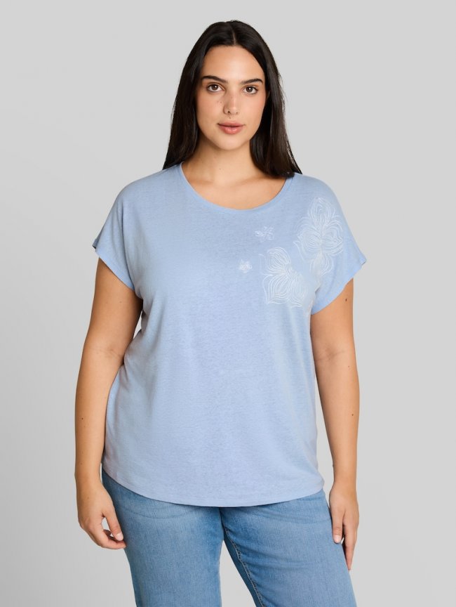 Tom Tailor Plus Size - T-Shirt mit Leinenanteil - Kentucky Blue Tom Tailor Plus Size - T-Shirt mit Leinenanteil - Kentucky Blue