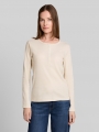 Tom Tailor Henley Langarmshirt mit Rippstruktur - White Gravel Beige Stripe Tom Tailor Henley Langarmshirt mit Rippstruktur - White Gravel Beige Stripe