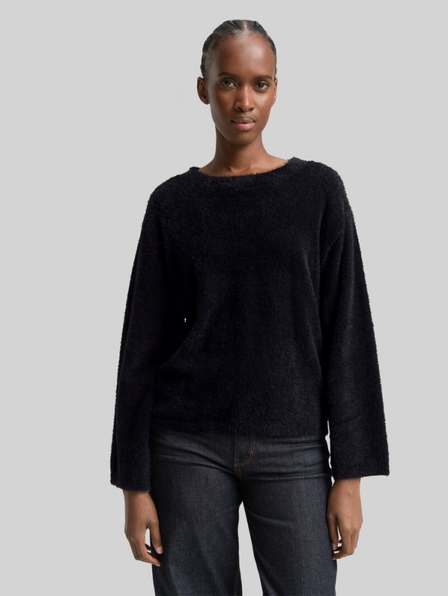Tom Tailor Strickpullover aus Federgarn - Deep Black Tom Tailor Strickpullover aus Federgarn - Deep Black