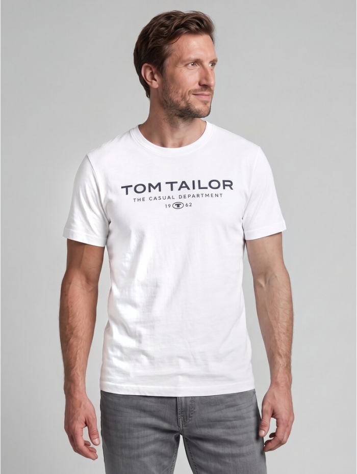 Tom Tailor T-Shirt aus Baumwolle mit Logo-Print - White Tom Tailor T-Shirt aus Baumwolle mit Logo-Print - White