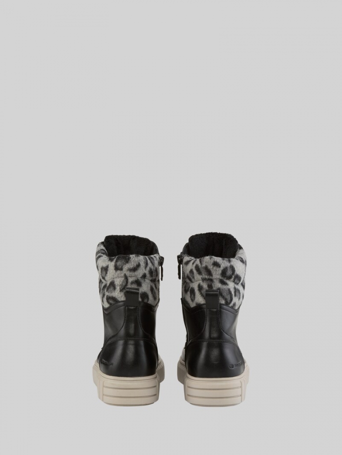 Tom Tailor Gefütterte Stiefelette mit Leo-Detail - Black Tom Tailor Gefütterte Stiefelette mit Leo-Detail - Black