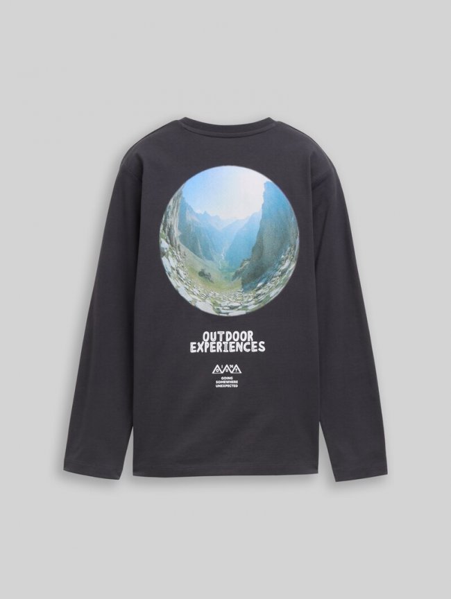 Tom Tailor Langarmshirt mit Rückenprint - Coal Grey Tom Tailor Langarmshirt mit Rückenprint - Coal Grey