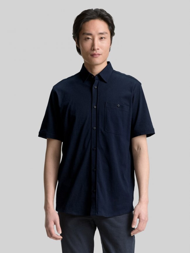 Tom Tailor Regular Fit Kurzarmhemd aus Baumwolle - Sky Captain Blue Tom Tailor Regular Fit Kurzarmhemd aus Baumwolle - Sky Captain Blue
