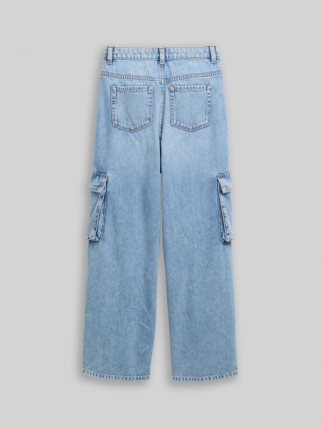 Tom Tailor Wide Leg Cargo Jeans - Clean Light Stone Blue Denim Tom Tailor Wide Leg Cargo Jeans - Clean Light Stone Blue Denim