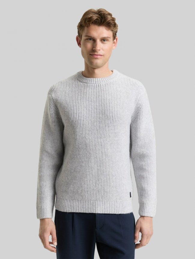 Tom Tailor Strickpullover mit Wollanteil - Light Grey Melange White Core Tom Tailor Strickpullover mit Wollanteil - Light Grey Melange White Core