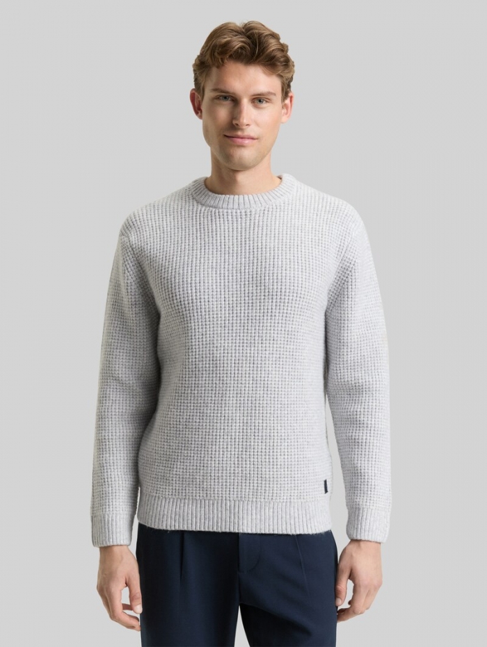 Tom Tailor Strickpullover mit Wollanteil - Light Grey Melange White Core Tom Tailor Strickpullover mit Wollanteil - Light Grey Melange White Core