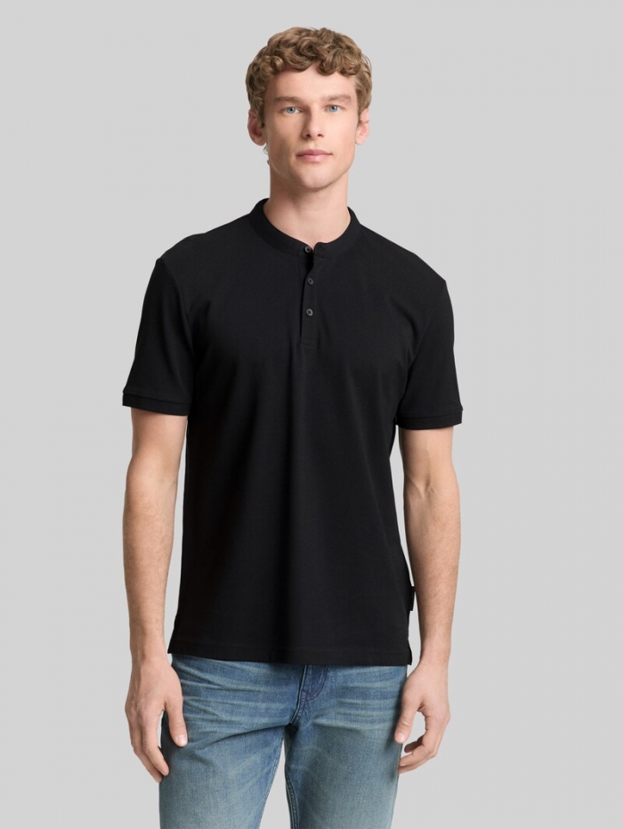 Tom Tailor Piqué Poloshirt mit Stehkragen - Black Tom Tailor Piqué Poloshirt mit Stehkragen - Black