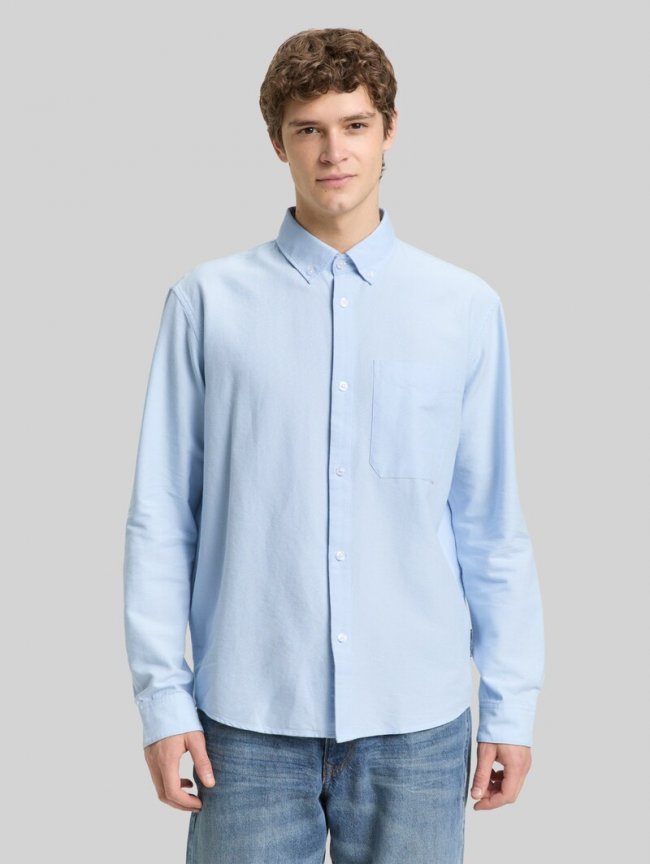 Tom Tailor Relaxed Fit Hemd aus Baumwolle - Light Blue Small Stripe Tom Tailor Relaxed Fit Hemd aus Baumwolle - Light Blue Small Stripe