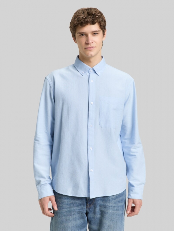 Tom Tailor Relaxed Fit Hemd aus Baumwolle - Light Blue Small Stripe Tom Tailor Relaxed Fit Hemd aus Baumwolle - Light Blue Small Stripe