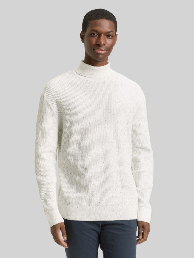 Tom Tailor Rollkragenpullover aus Noppengarn - Offwhite Multicolor Neps Tom Tailor Rollkragenpullover aus Noppengarn - Offwhite Multicolor Neps