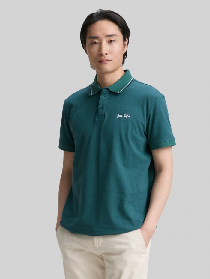 Tom Tailor Piqué Poloshirt mit print - Jasper Green Tom Tailor Piqué Poloshirt mit print - Jasper Green