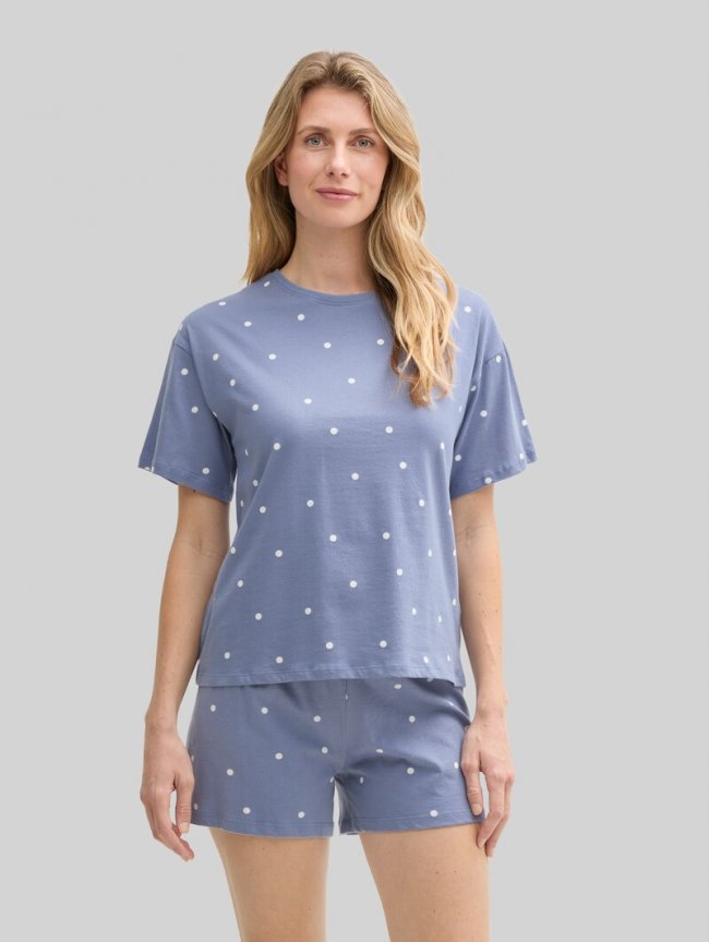 Tom Tailor Pyjama-Set mit Punktemuster - Blau-mittel-punkte Tom Tailor Pyjama-Set mit Punktemuster - Blau-mittel-punkte