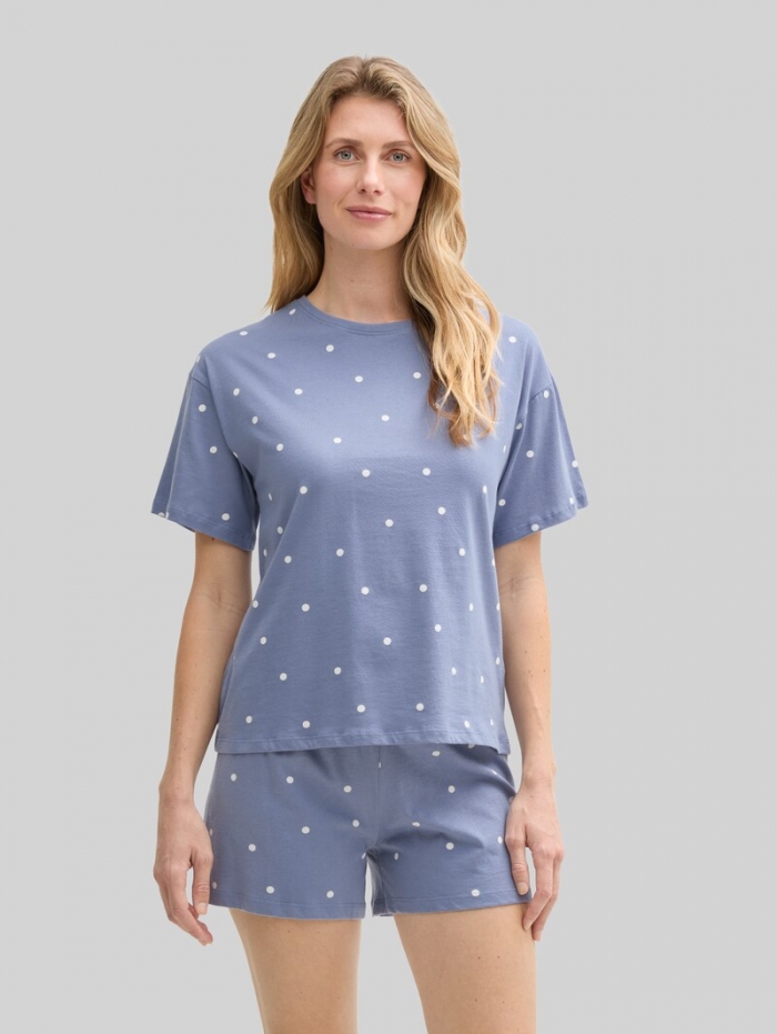 Tom Tailor Pyjama-Set mit Punktemuster - Blau-mittel-punkte