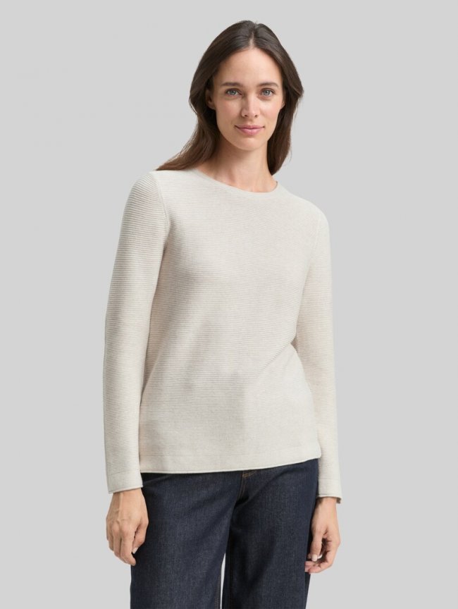 Tom Tailor Strickpullover mit Rundhalsausschnitt - Dusty Alabaster Melange Tom Tailor Strickpullover mit Rundhalsausschnitt - Dusty Alabaster Melange