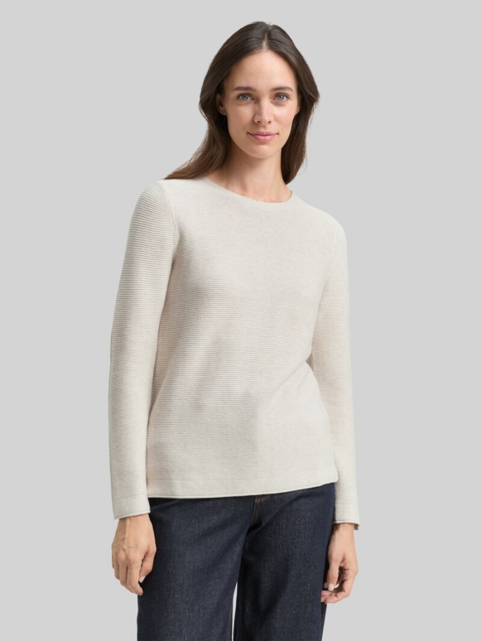 Tom Tailor Strickpullover mit Rundhalsausschnitt - Dusty Alabaster Melange Tom Tailor Strickpullover mit Rundhalsausschnitt - Dusty Alabaster Melange