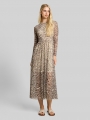 Tom Tailor Fitted Mesh Midi-Kleid mit Animal-Print - Brown Beige Zebra Print