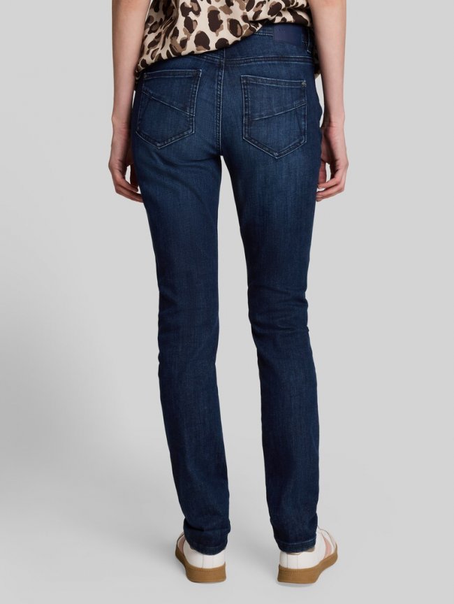 Tom Tailor TTEDDA SLIM Jeans mit Leo-Print im Umschlag - Dark Blue Denim Tom Tailor TTEDDA SLIM Jeans mit Leo-Print im Umschlag - Dark Blue Denim