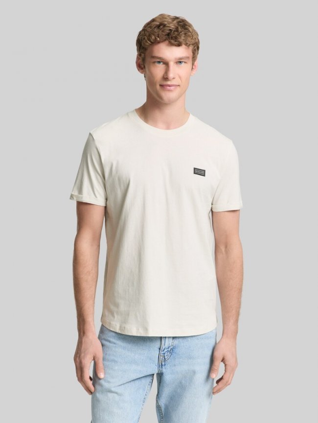 Tom Tailor T-Shirt aus Baumwolle - Greyish White Tom Tailor T-Shirt aus Baumwolle - Greyish White