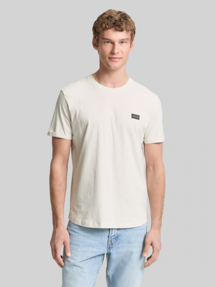 Tom Tailor T-Shirt aus Baumwolle - Greyish White Tom Tailor T-Shirt aus Baumwolle - Greyish White