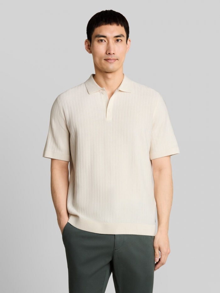 Tom Tailor Strick-Poloshirt aus Baumwolle - Gardenia White Tom Tailor Strick-Poloshirt aus Baumwolle - Gardenia White