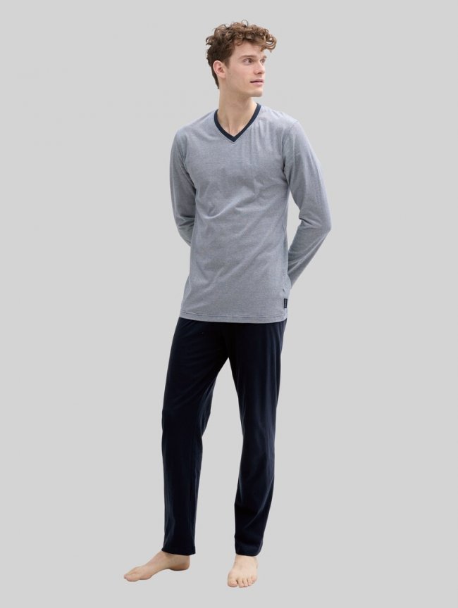 Tom Tailor Pyjama-Set aus Baumwolle - Blue-dark-horizontal Stripe Tom Tailor Pyjama-Set aus Baumwolle - Blue-dark-horizontal Stripe