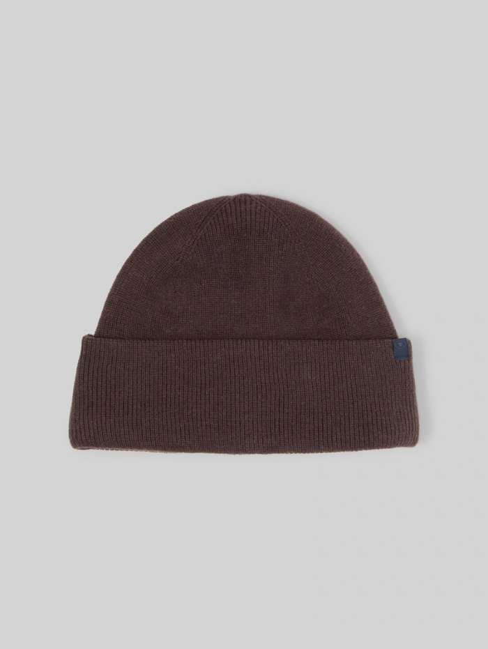 Tom Tailor Beanie Mütze mit Kaschmir-Anteil - Dark Chocolate Brown Melange Tom Tailor Beanie Mütze mit Kaschmir-Anteil - Dark Chocolate Brown Melange