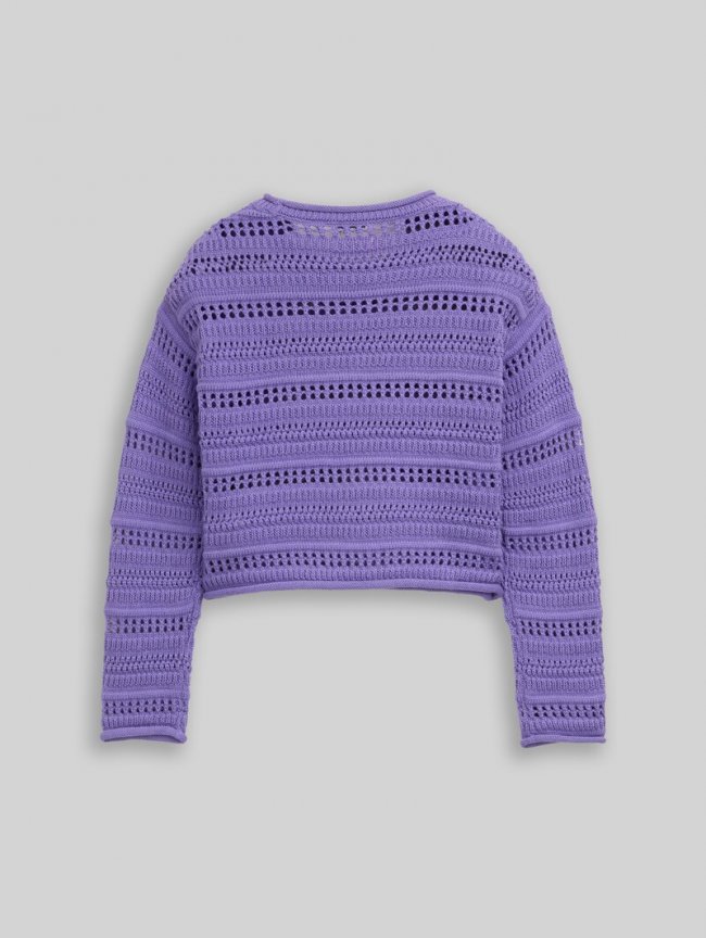 Tom Tailor Cropped Strickpullover mit Streifenmuster - Vervain Lilac Tom Tailor Cropped Strickpullover mit Streifenmuster - Vervain Lilac
