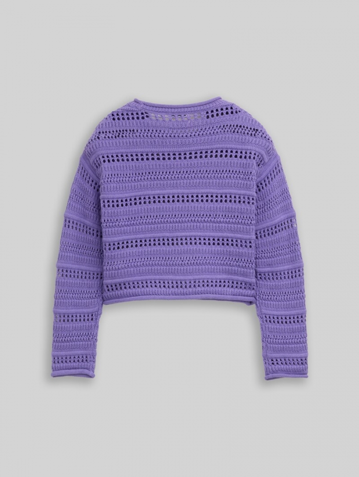 Tom Tailor Cropped Strickpullover mit Streifenmuster - Vervain Lilac Tom Tailor Cropped Strickpullover mit Streifenmuster - Vervain Lilac