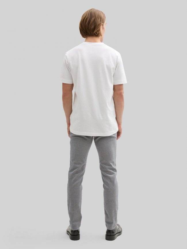 Tom Tailor TTTRAVIS SLIM Chino Hose mit Gürtel - White Navy Zig Zag Structure Tom Tailor TTTRAVIS SLIM Chino Hose mit Gürtel - White Navy Zig Zag Structure