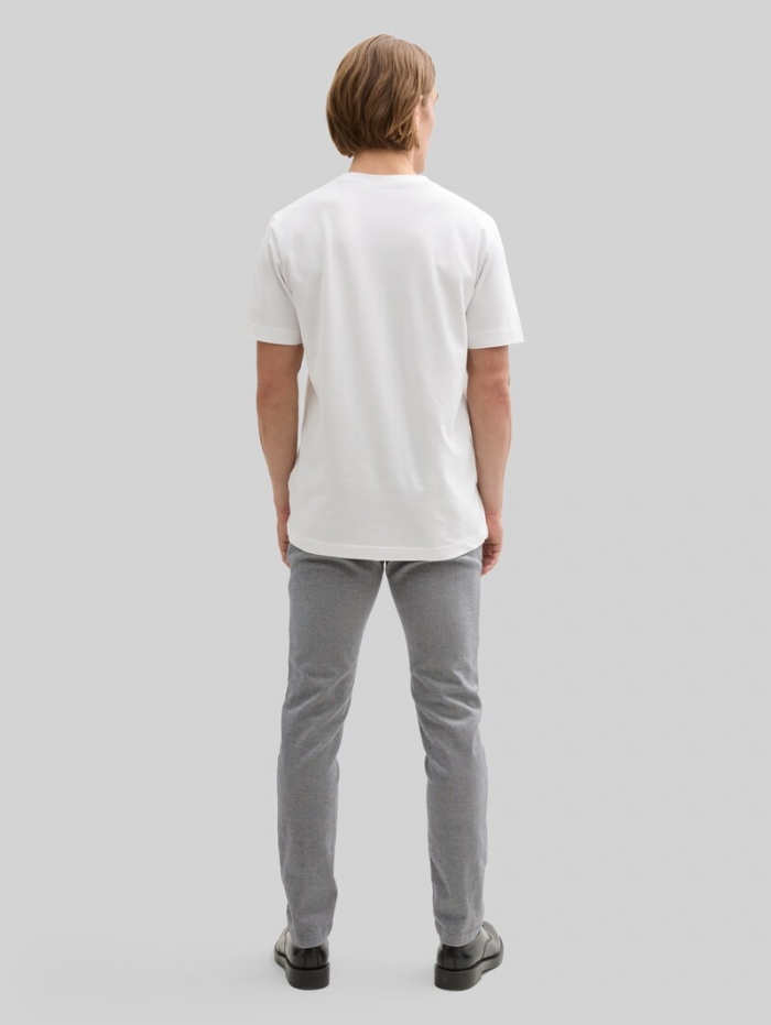 Tom Tailor TTTRAVIS SLIM Chino Hose mit Gürtel - White Navy Zig Zag Structure Tom Tailor TTTRAVIS SLIM Chino Hose mit Gürtel - White Navy Zig Zag Structure