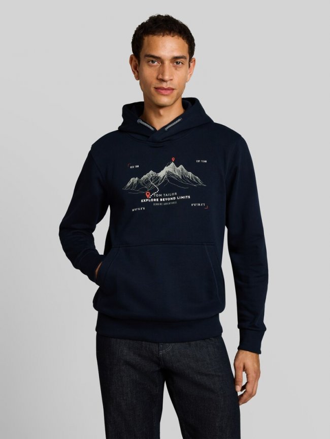 Tom Tailor Hoodie Sweatshirt mit Print - Sky Captain Blue Tom Tailor Hoodie Sweatshirt mit Print - Sky Captain Blue