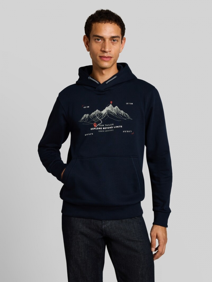 Tom Tailor Hoodie Sweatshirt mit Print - Sky Captain Blue Tom Tailor Hoodie Sweatshirt mit Print - Sky Captain Blue