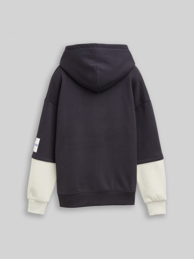 Tom Tailor Oversize Hoodie Sweatshirt im 2-in-1-Look - Coal Grey Tom Tailor Oversize Hoodie Sweatshirt im 2-in-1-Look - Coal Grey