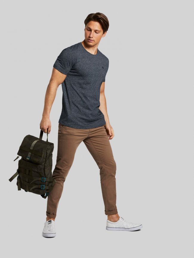 Tom Tailor Strukturiertes T-Shirt - Sky Captain Blue Non-solid Tom Tailor Strukturiertes T-Shirt - Sky Captain Blue Non-solid