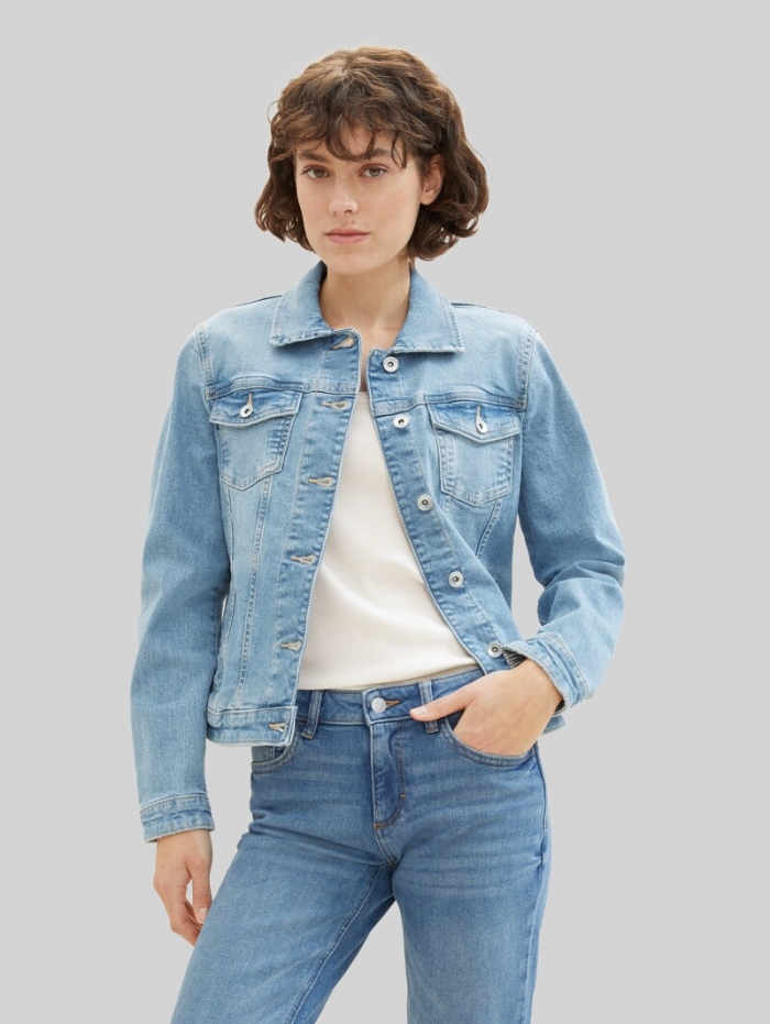 Tom Tailor Jeansjacke mit recycelter Baumwolle - Light Stone Blue Denim Tom Tailor Jeansjacke mit recycelter Baumwolle - Light Stone Blue Denim