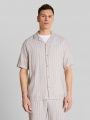 Tom Tailor Relaxed Fit Resort Hemd mit Leinenanteil - Muted Grey Stripe