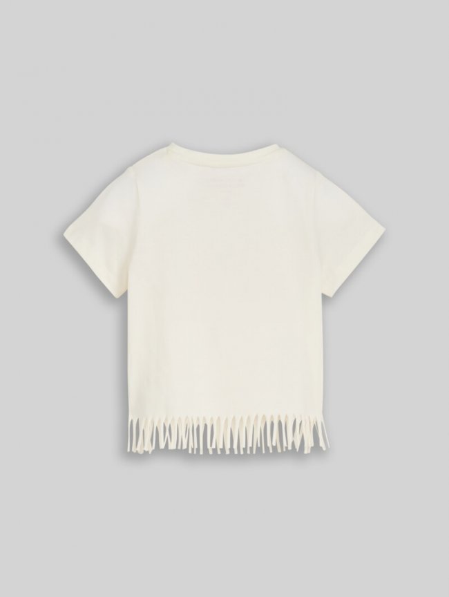 Tom Tailor T-Shirt mit Fransen - Wool White Tom Tailor T-Shirt mit Fransen - Wool White