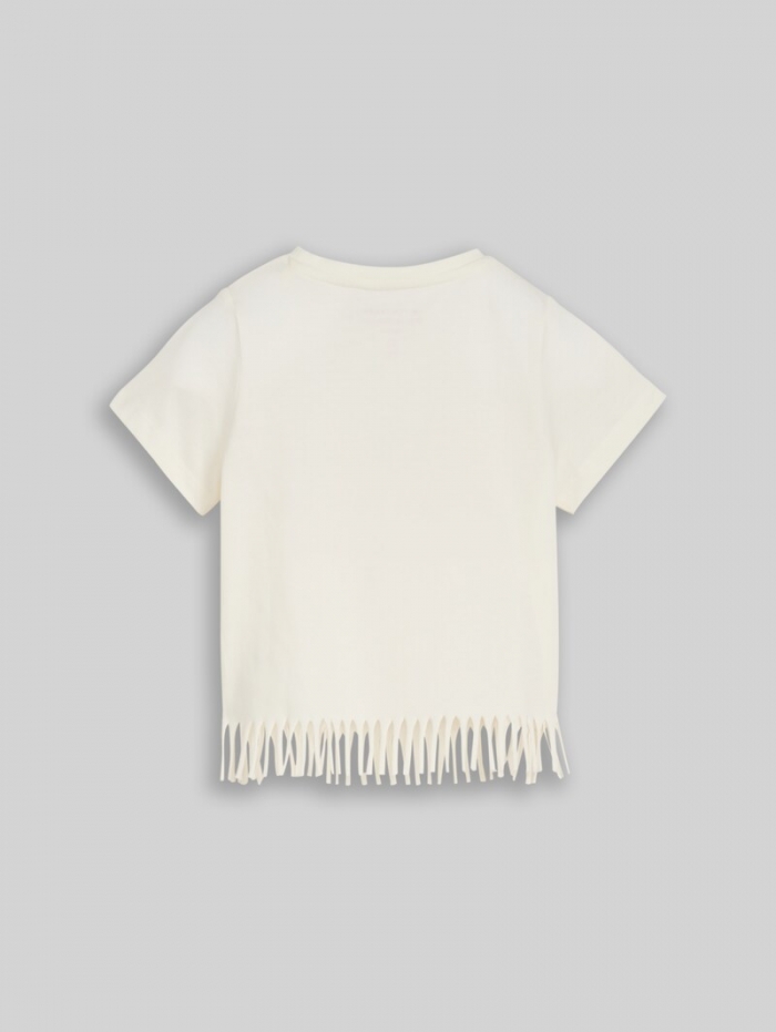 Tom Tailor T-Shirt mit Fransen - Wool White Tom Tailor T-Shirt mit Fransen - Wool White