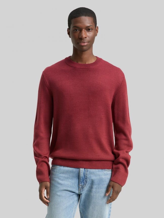 Tom Tailor Strickpullover mit Rundhalsausschnitt - Burnt Russet