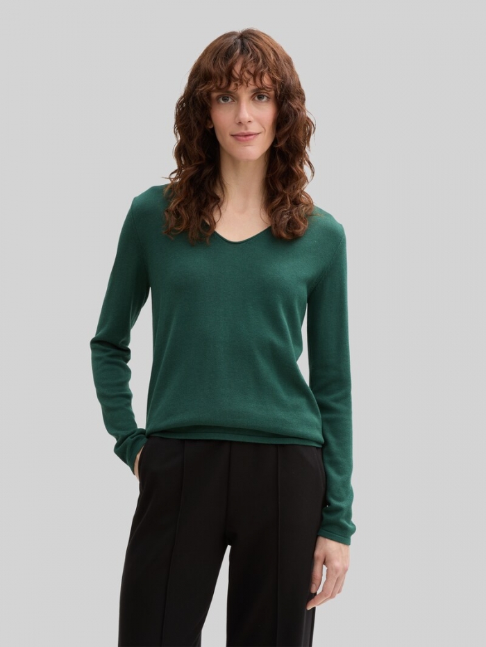 Tom Tailor Strickpullover mit V-Ausschnitt - Explorer Green Tom Tailor Strickpullover mit V-Ausschnitt - Explorer Green