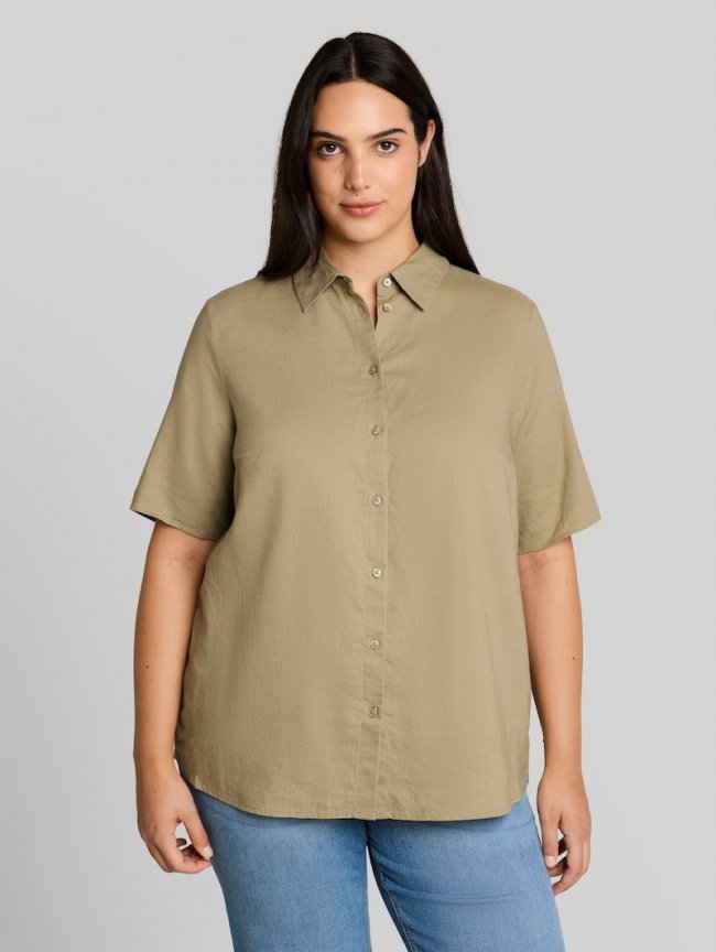 Tom Tailor Plus Size - Loose Fit Bluse mit Leinenanteil - Silver Olive Tom Tailor Plus Size - Loose Fit Bluse mit Leinenanteil - Silver Olive