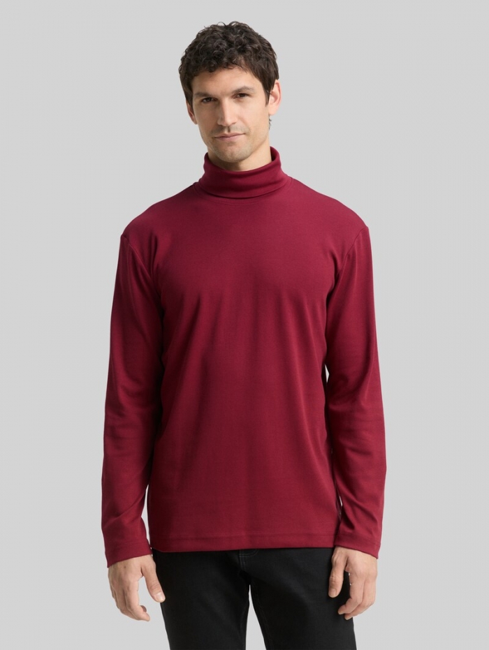 Tom Tailor Basic Rollkragenshirt - Cabarnet Bordeaux Red