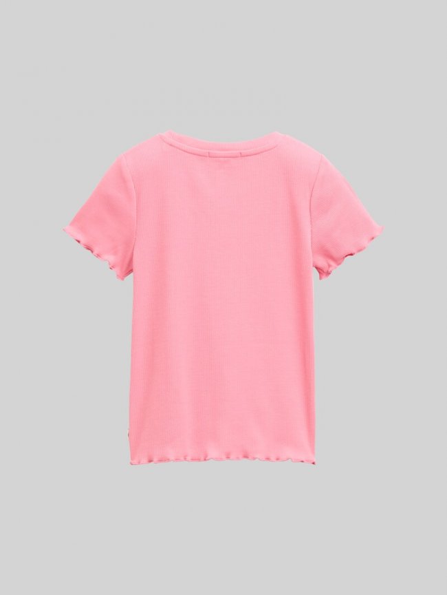 Tom Tailor Ripp T-Shirt mit Print - Sunrise Pink Tom Tailor Ripp T-Shirt mit Print - Sunrise Pink