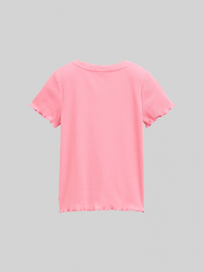 Tom Tailor Ripp T-Shirt mit Print - Sunrise Pink Tom Tailor Ripp T-Shirt mit Print - Sunrise Pink