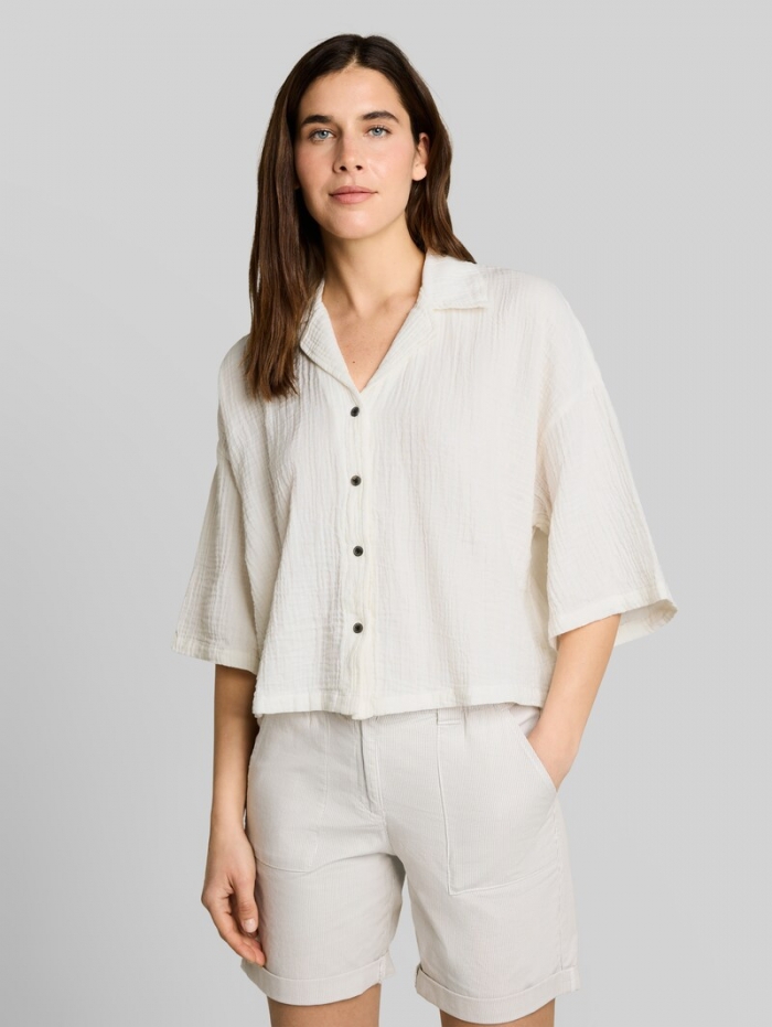 Tom Tailor Oversize Musselin Bluse aus Baumwolle - Whisper White